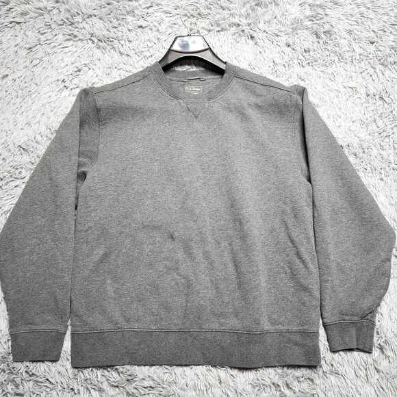 LL BEAN Pullover Sweatshirt Mens Size Large L Reg Gray Heavy Warm Activewear - Picture 1 of 10